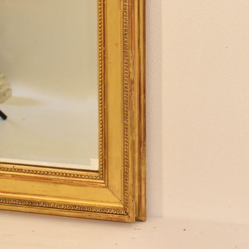 Little Antique Rectangular Mirror, Old Beveled Mirror, Original Gold Leaf Frame In Good Condition In Breganze, VI
