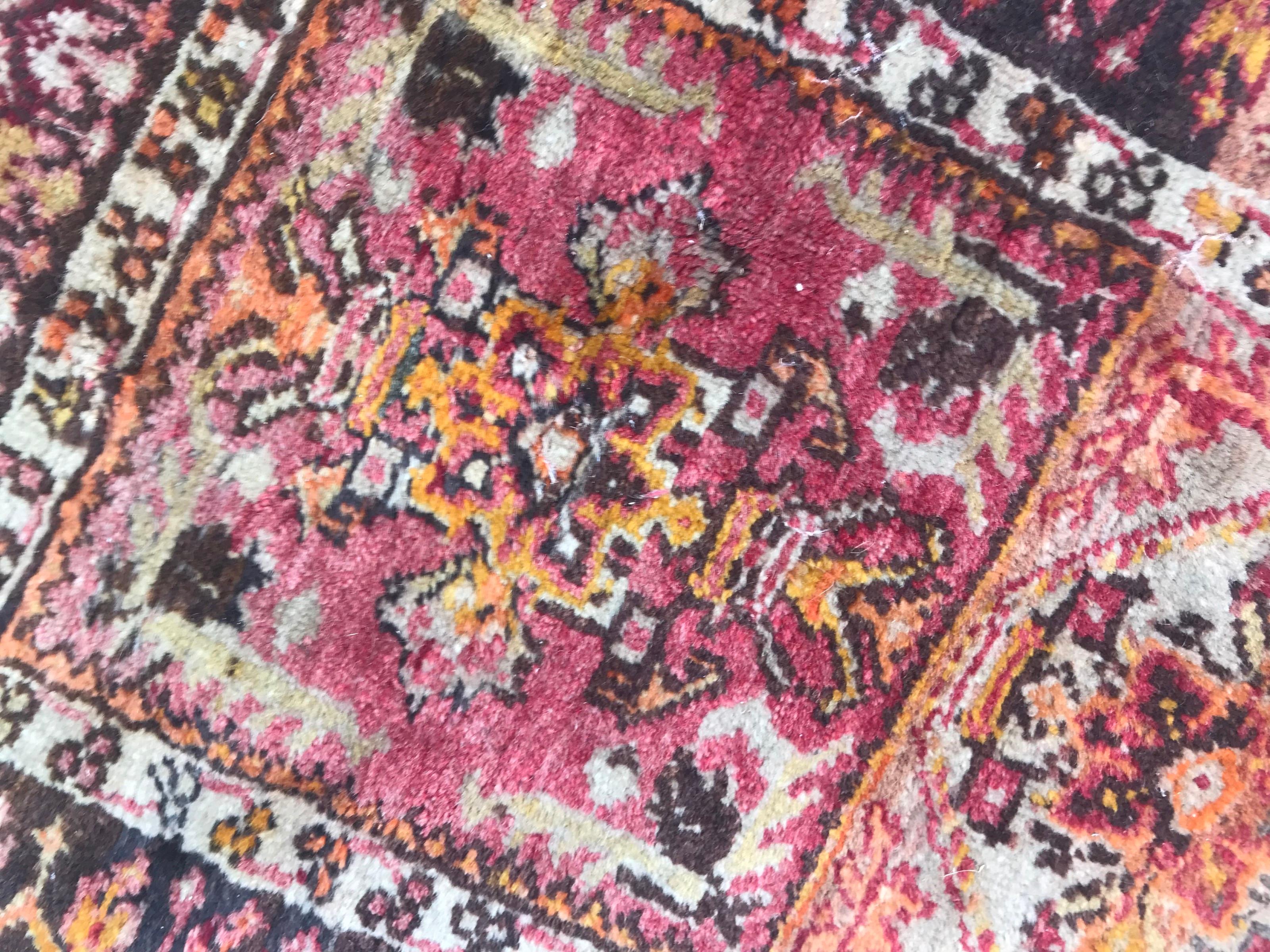 Hand-Knotted Little Antique Turkish Anatolian Rug For Sale