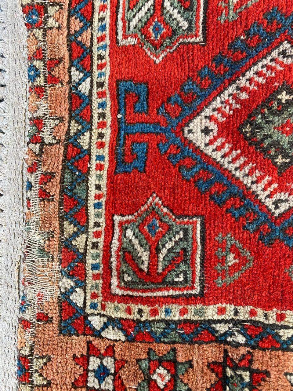 Hand-Knotted Little Antique Turkish Yastik Rug For Sale