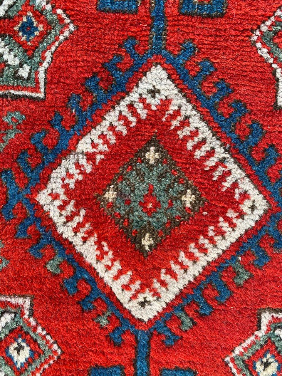 Wool Little Antique Turkish Yastik Rug For Sale