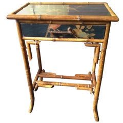 Little Bamboo Table with Lacquer, circa 1890