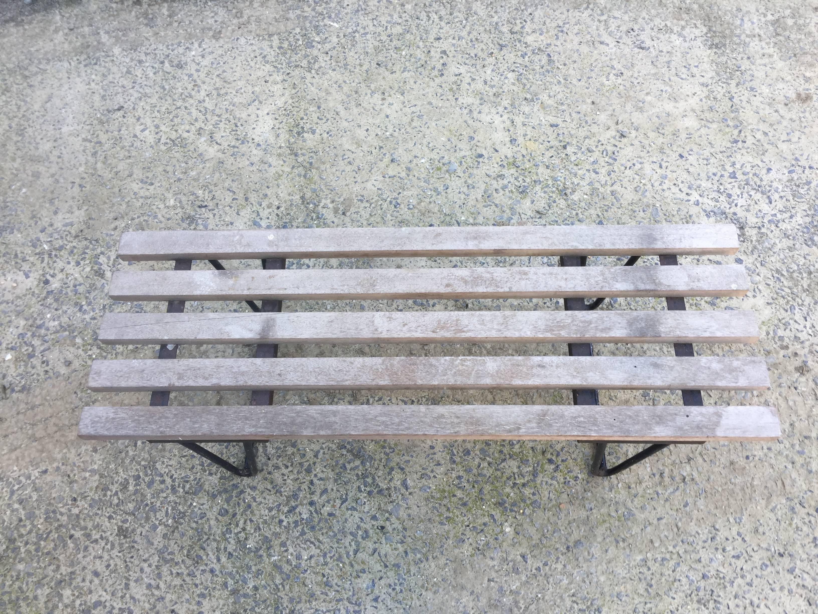 Little Bench in Lacquered Metal and Tinted Wood, circa 1950 In Good Condition In Saint-Ouen, FR