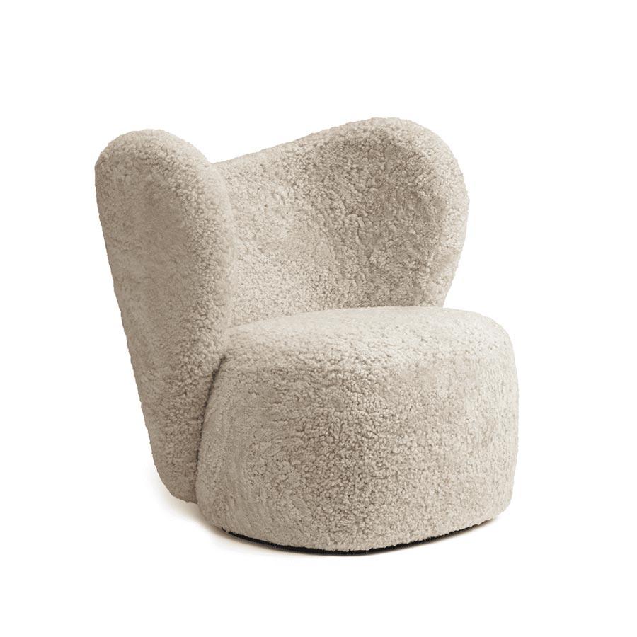 Little Big Chair Armchair + Pouf, Sheepskin Set by Norr11 For Sale 1