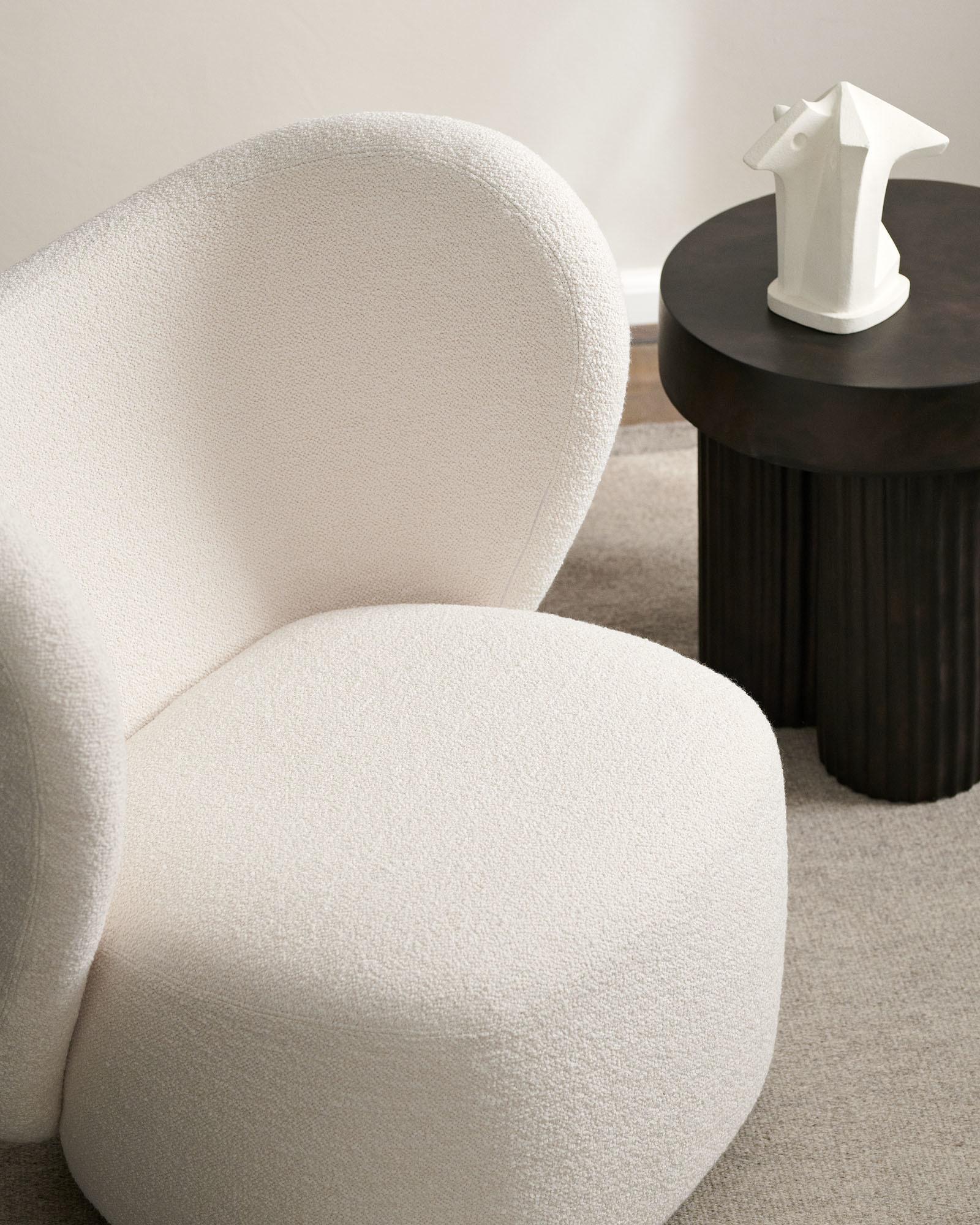 Little Big Chair Fully Upholstered Lounge Chair + Pouf in Sheepskin Set For Sale 1