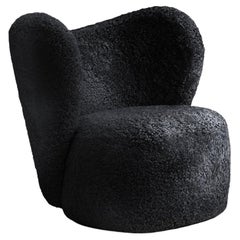 'Little Big Chair' Swivel Armchair in Sheepskin Black by Norr11