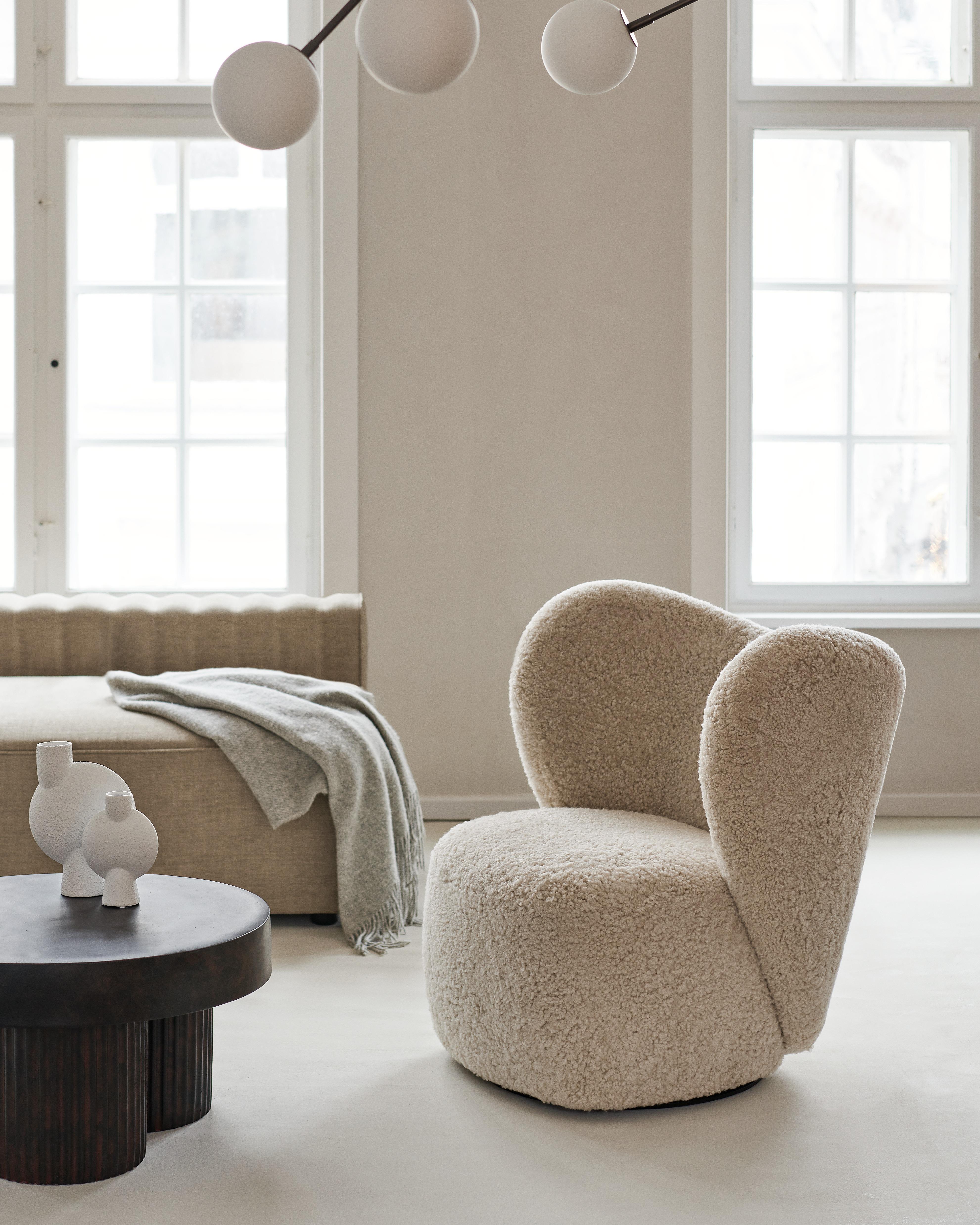 Little Big Chair x2 + Pouf x1, Sheepskin Off-White by Norr11 For Sale 9