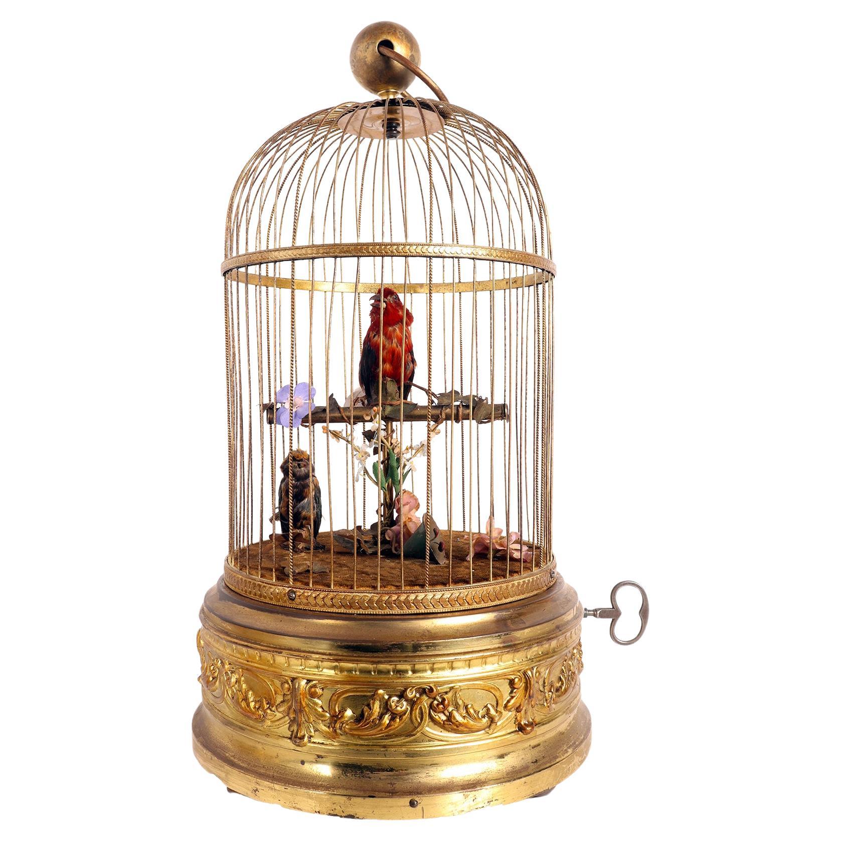 Little Birds Automatons Singer in a Gilded Cage by Bontems, France, 1890