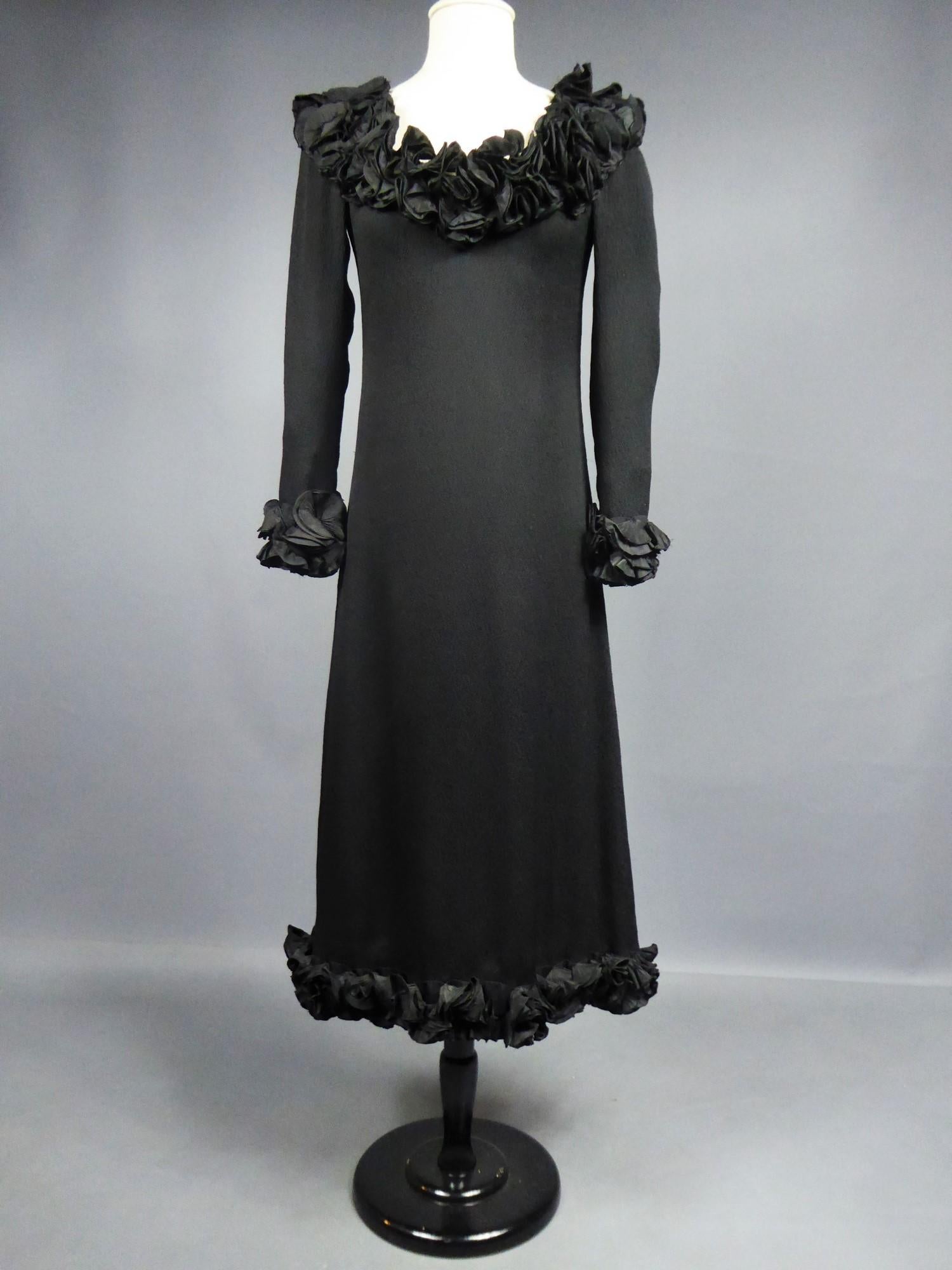 Women's Little Black Dress by Yves Saint Laurent Couture Numbered 34406 Circa 1973