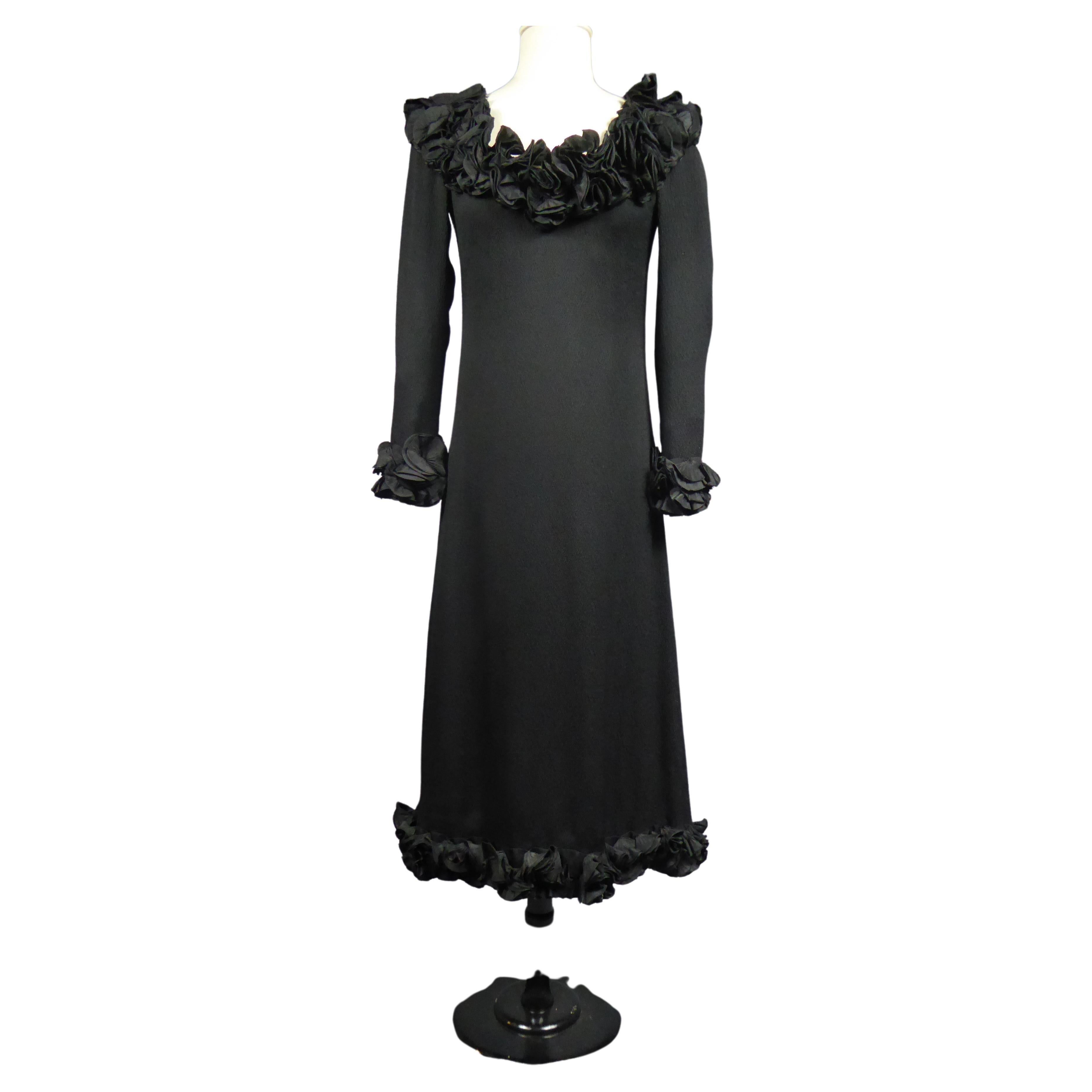 Little Black Dress by Yves Saint Laurent Couture Numbered 34406 Circa 1973