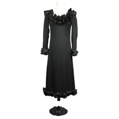 Retro Little Black Dress by Yves Saint Laurent Couture Numbered 34406 Circa 1973