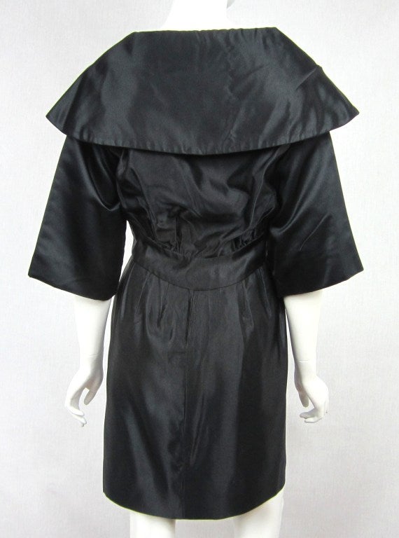 Little Black Dress Taffeta 1960s w/  Bolero Jacket Tina Rose  In Good Condition For Sale In Wallkill, NY