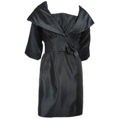 Little Black Dress Taffeta 1960s w/  Bolero Jacket Tina Rose