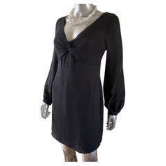 Kleines schwarzes Kleid Valentino Roma Drapierte Vorderseite Chemise, Italien NWT Größe 8