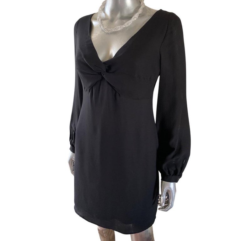 Little Black Dress Valentino Roma Draped Front Chemise, Italy NWT Size 8  For Sale at 1stDibs