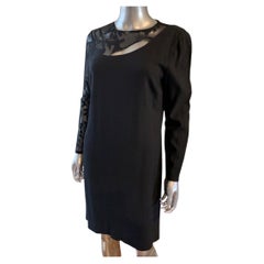 Little Black Dress Worth NY Vestito con maniche in pizzo e corpetto asimmetrico taglia 10