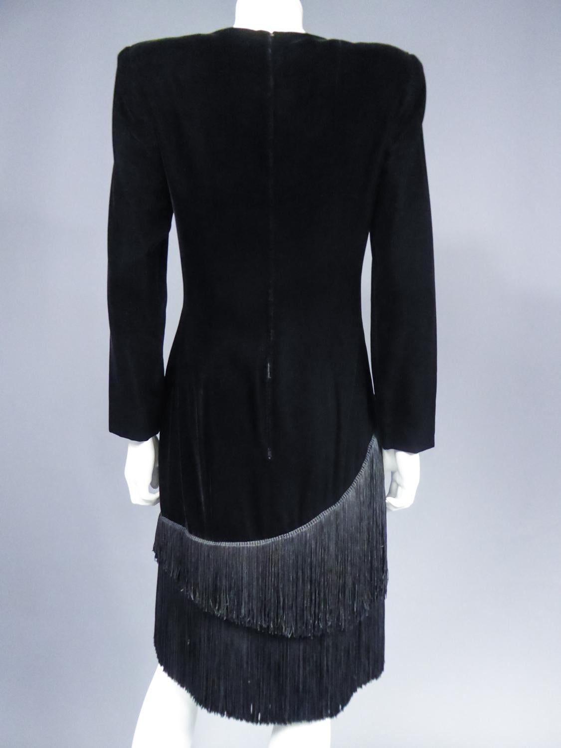 Little Black Velvet Dress by Jules-François Crahay for Lanvin Circa 1985 For Sale 4