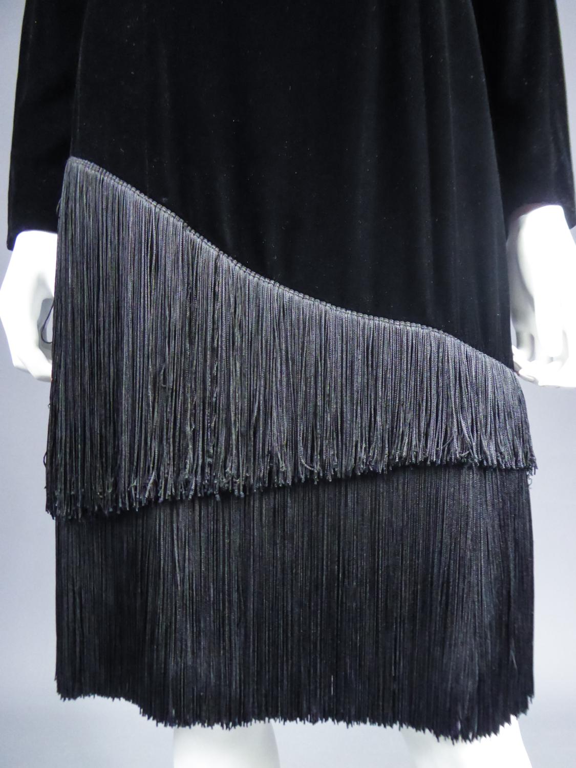 Women's Little Black Velvet Dress by Jules-François Crahay for Lanvin Circa 1985 For Sale