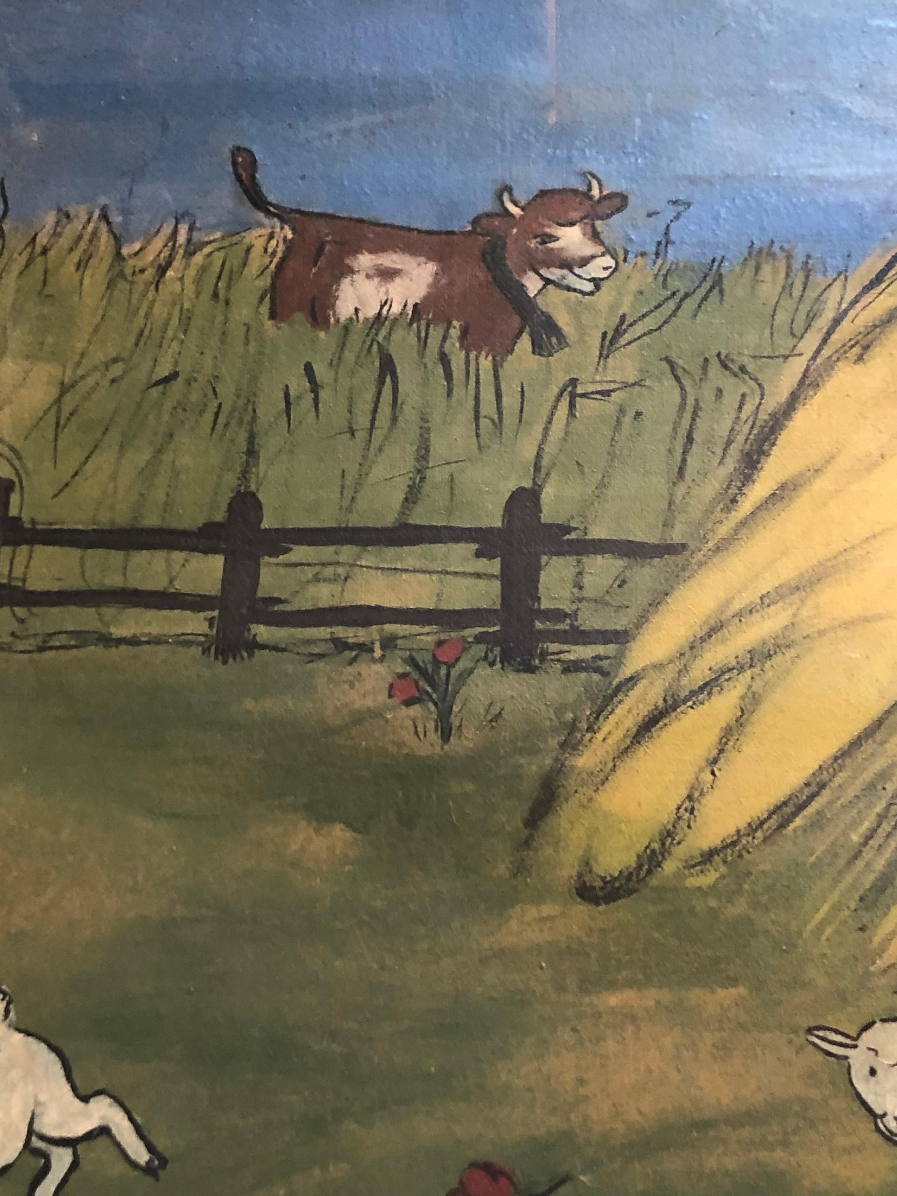 Niño Pequeño Pintura Azul sobre Tela en venta 3
