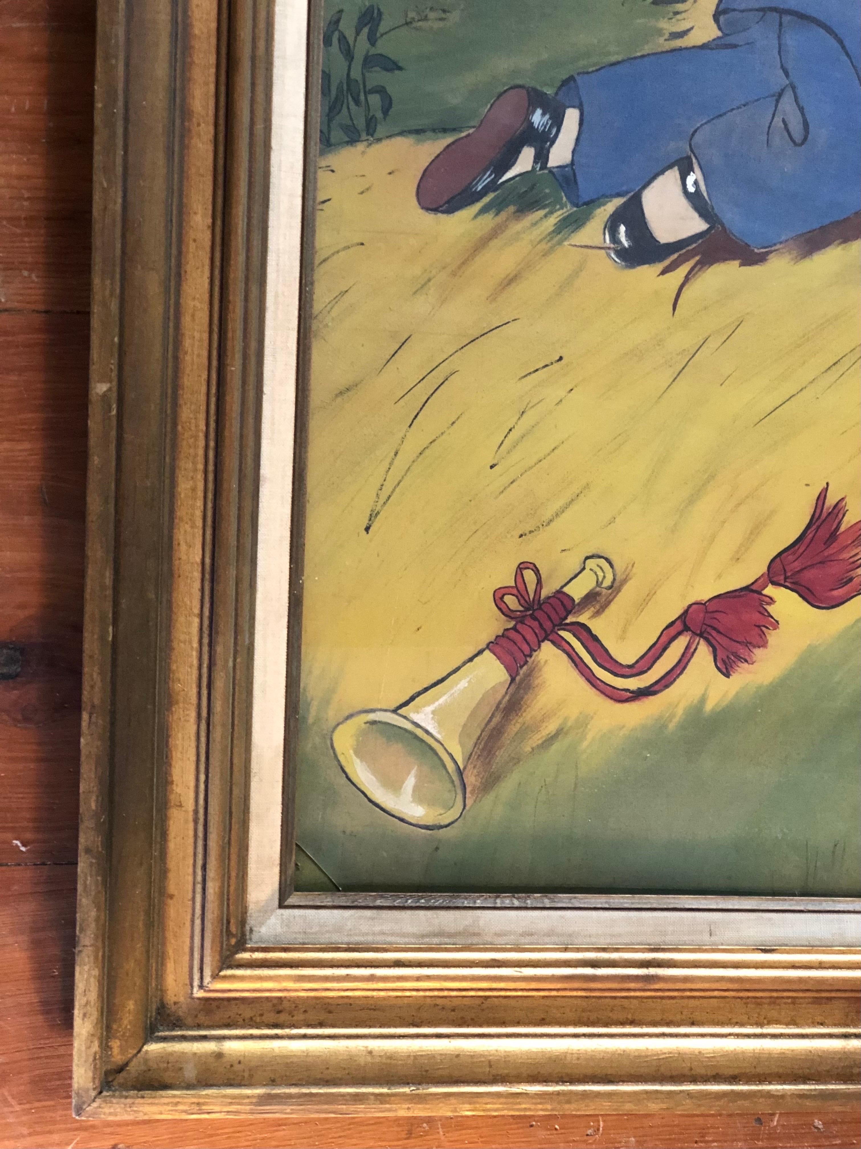 Niño Pequeño Pintura Azul sobre Tela en venta 5