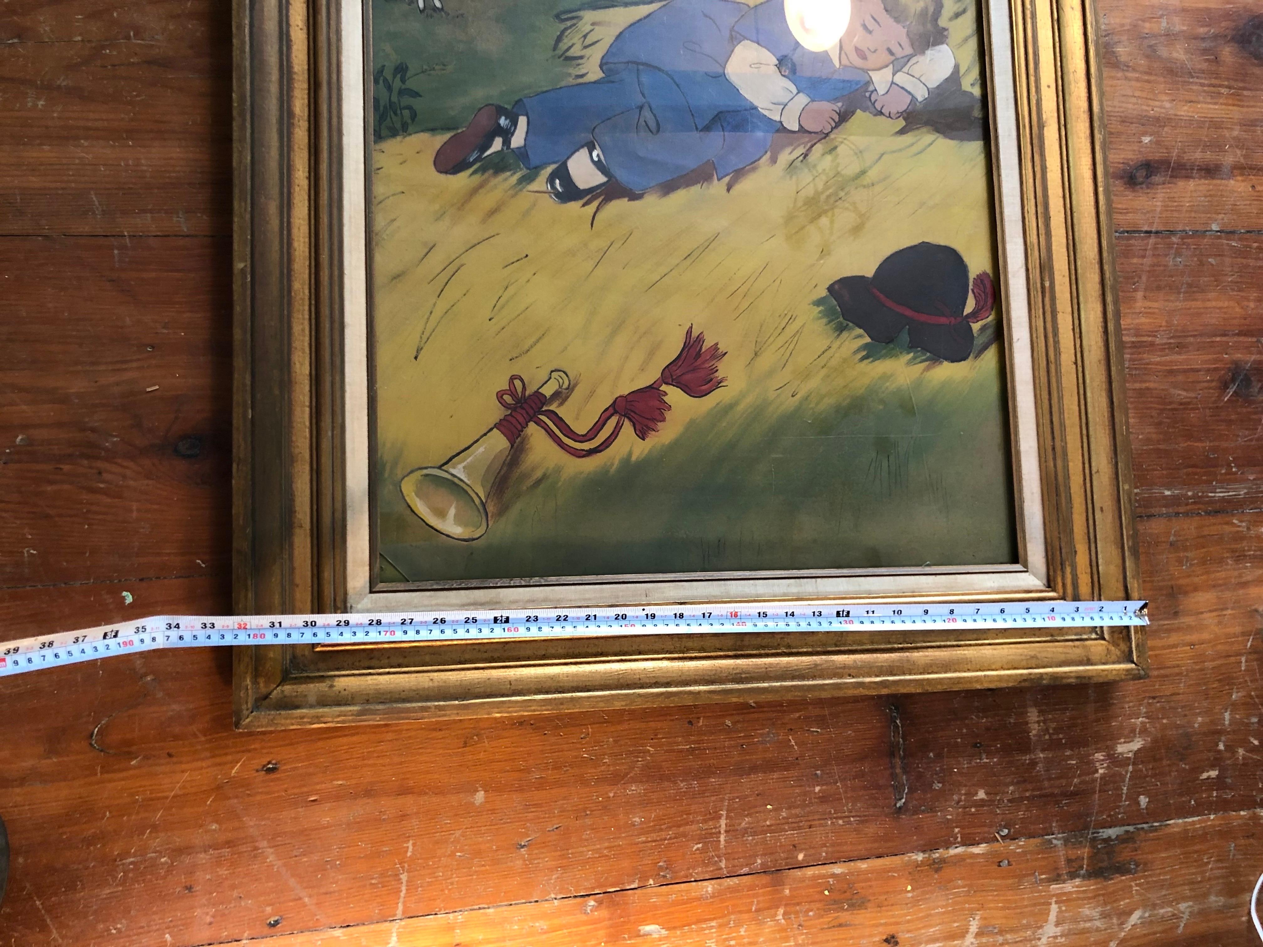 Niño Pequeño Pintura Azul sobre Tela en venta 6