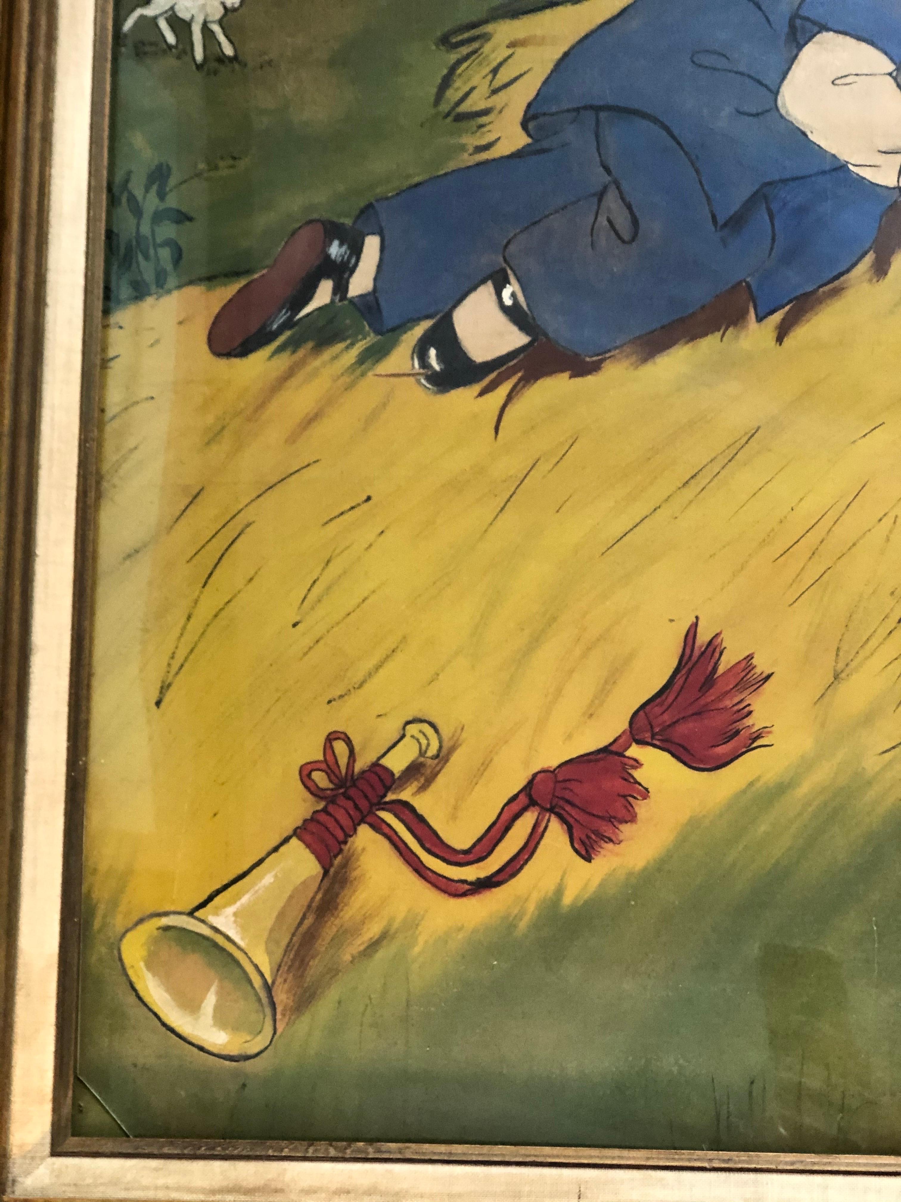 Niño Pequeño Pintura Azul sobre Tela en venta 8