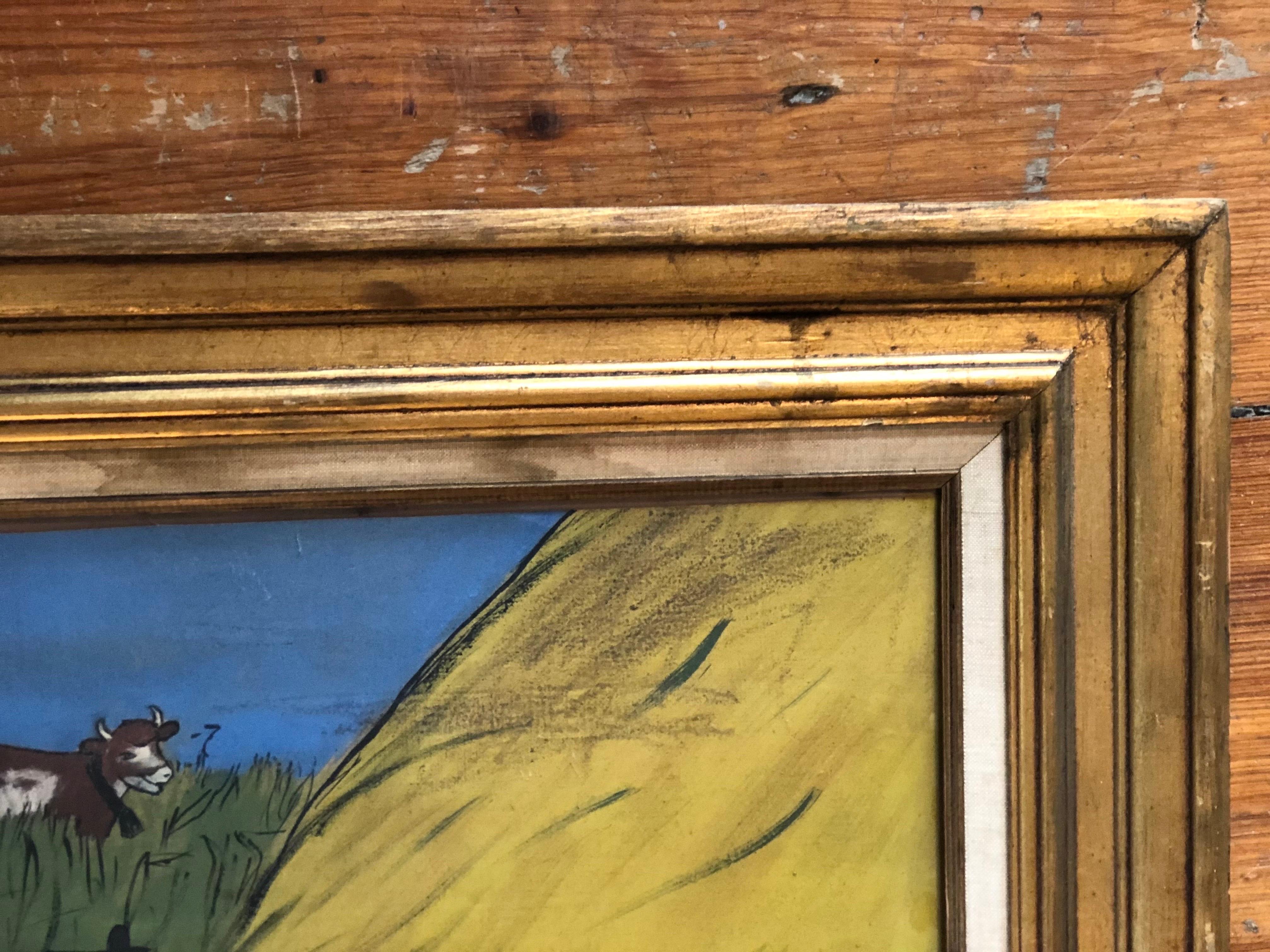 Niño Pequeño Pintura Azul sobre Tela en venta 13