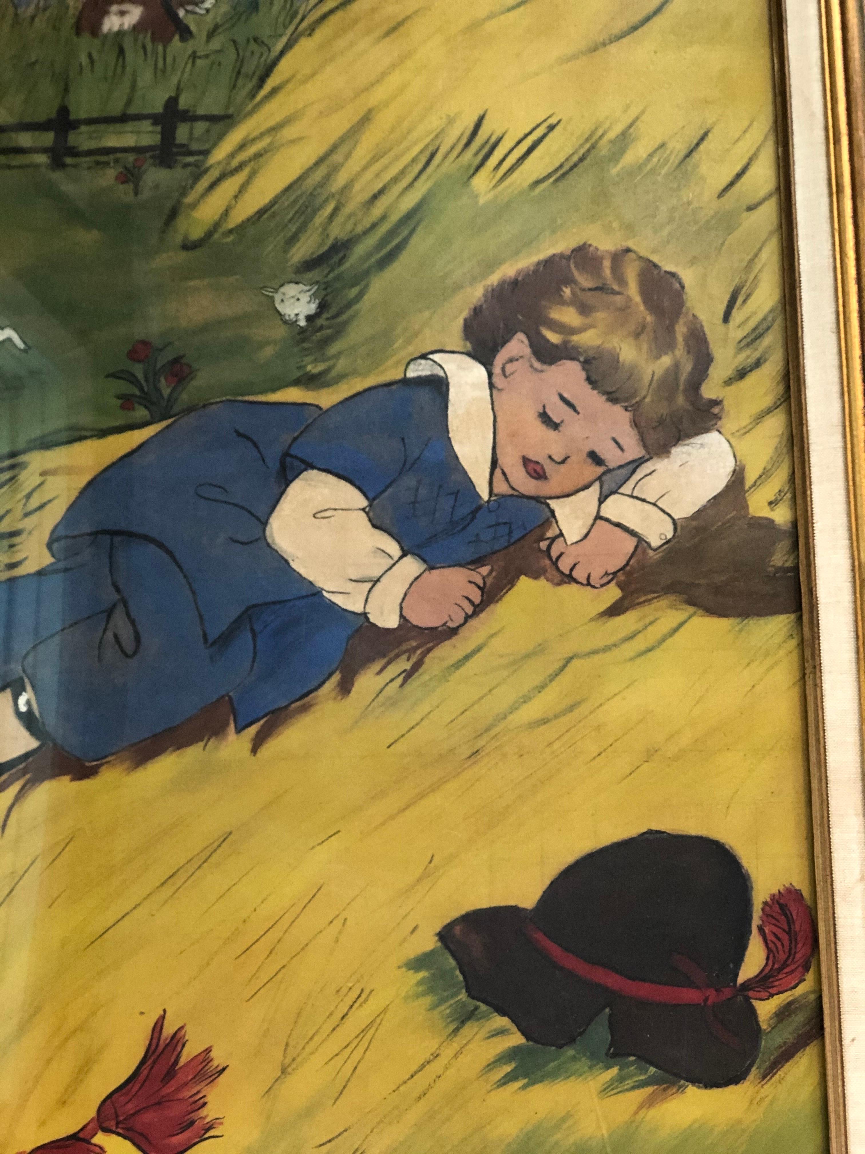 Niño Pequeño Pintura Azul sobre Tela en Bueno estado para la venta en Redding, CT