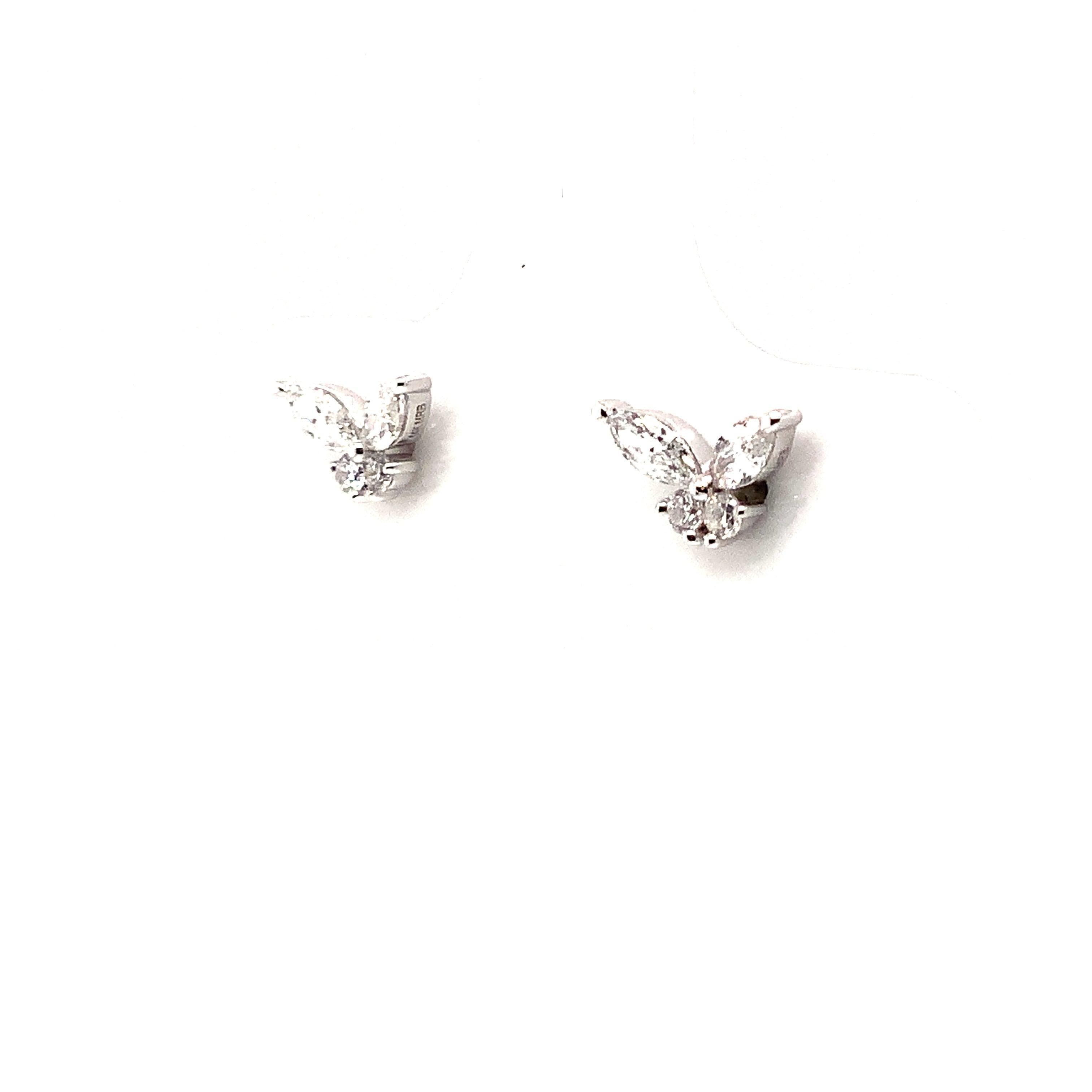 Little Butterfly Diamond Stud Earring Set in 14K White Gold

Additional Information:
These precious little beauties are so bright and lively surly to liven up your day!
4 Round Diamonds =0.06 
2 Marquise Diamonds =0.25 F Color
VS Clarity
7.79 x 4.14