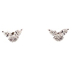 Little Butterfly Diamond Stud Earring Set in 14K White Gold