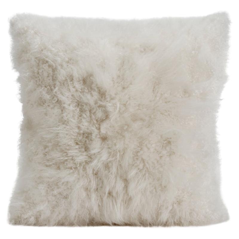 Little Cloud White Natural Cashmere Fur Pillow Cushion by Muchi Decor For Sale