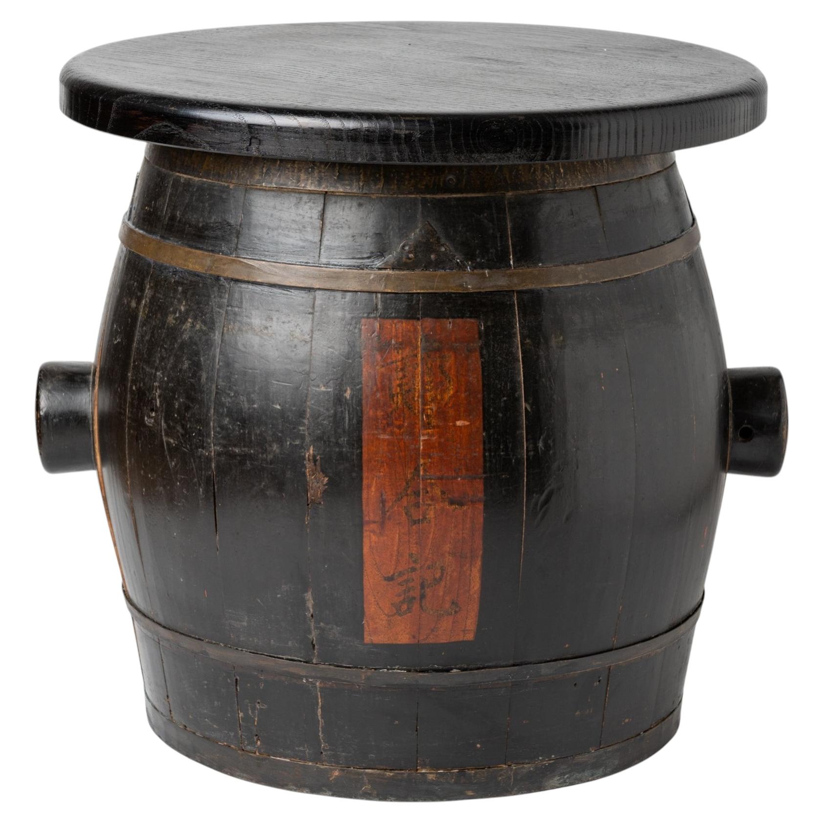 Hand-Crafted Chinese Barrel Coffee Table in Fruitwood For Sale
