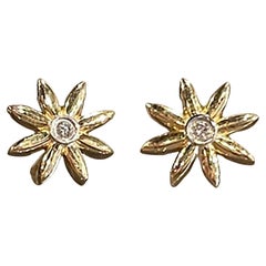 Little Daisy Stud Earrings, 18K Gold and Diamonds by Ellie Thompson