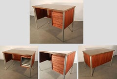Little Desk in Aluminum, Walnut Veneer and Laminated Top, circa 1960