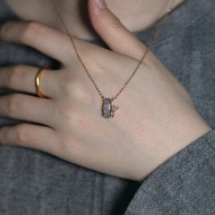 Little Devil - Australian Boulder Opal Diamond Pendant Necklace 14K Yellow Gold