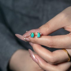 Little Devil - Australian Boulder Opal Diamond Stud Earrings 14K Yellow Gold