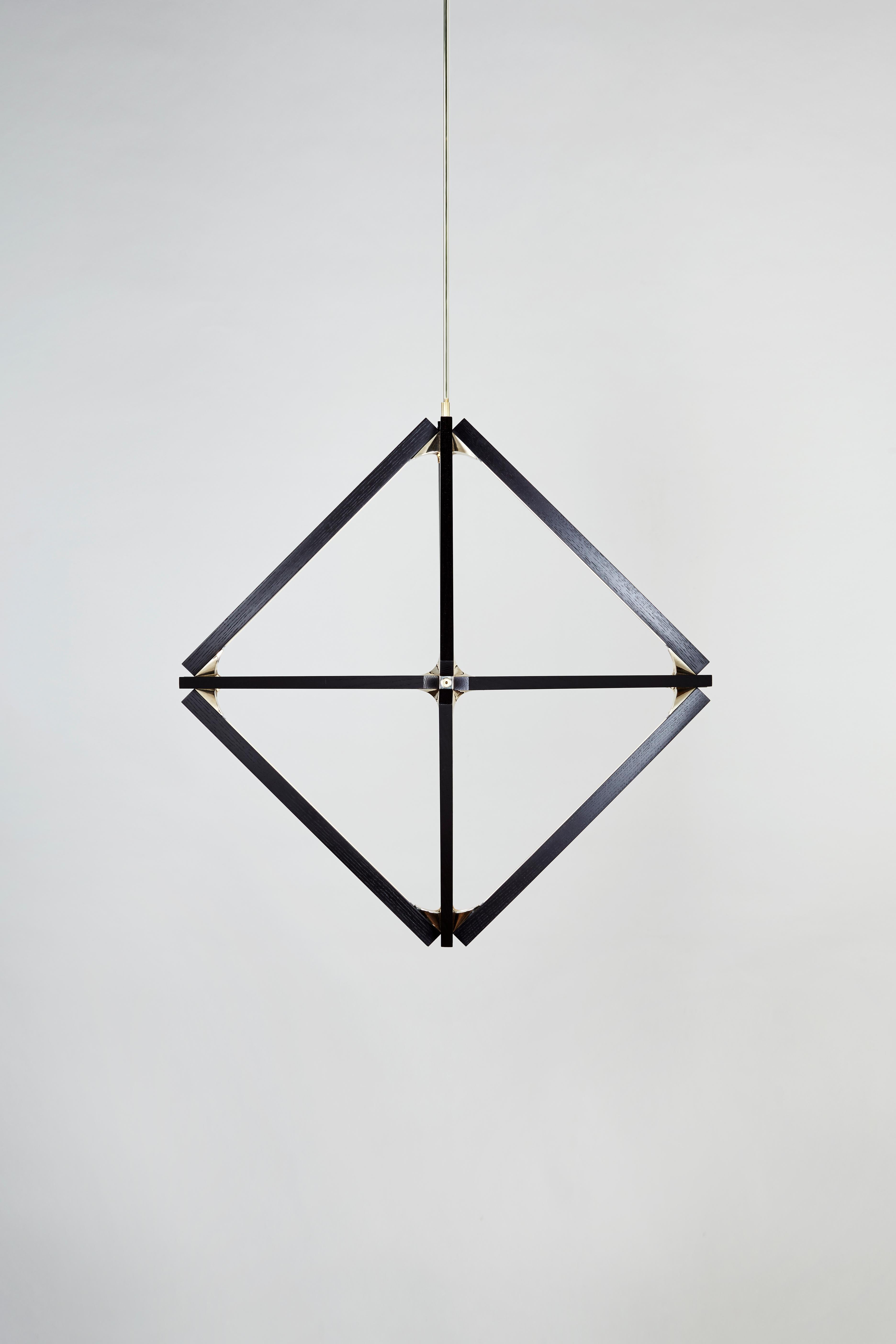 Moderno Lampadario Little Diamond Oak Ebonizzato Spazzolato Ottone in vendita