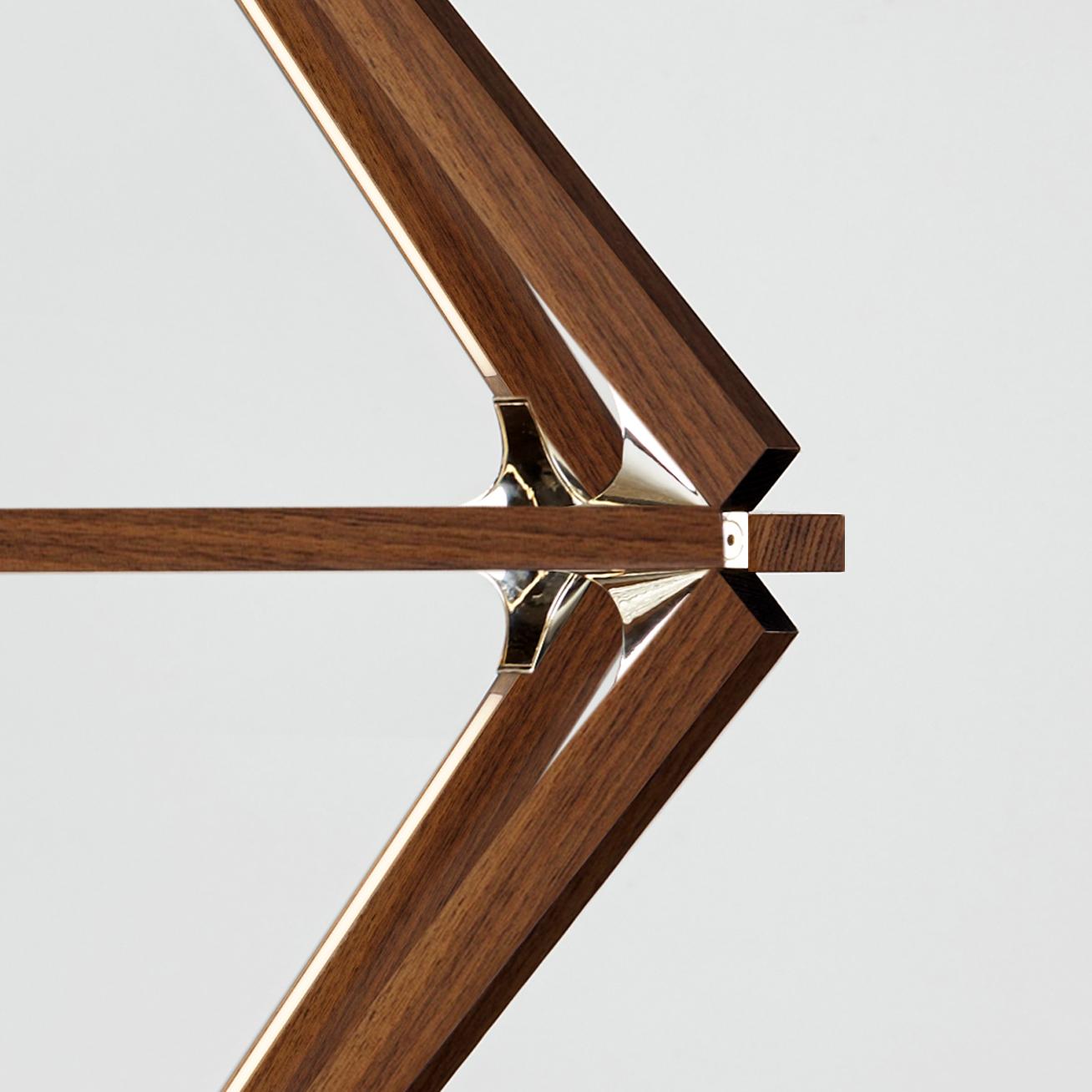 Fatto a mano Lampadario Little Diamond Oak Ebonizzato Spazzolato Ottone in vendita