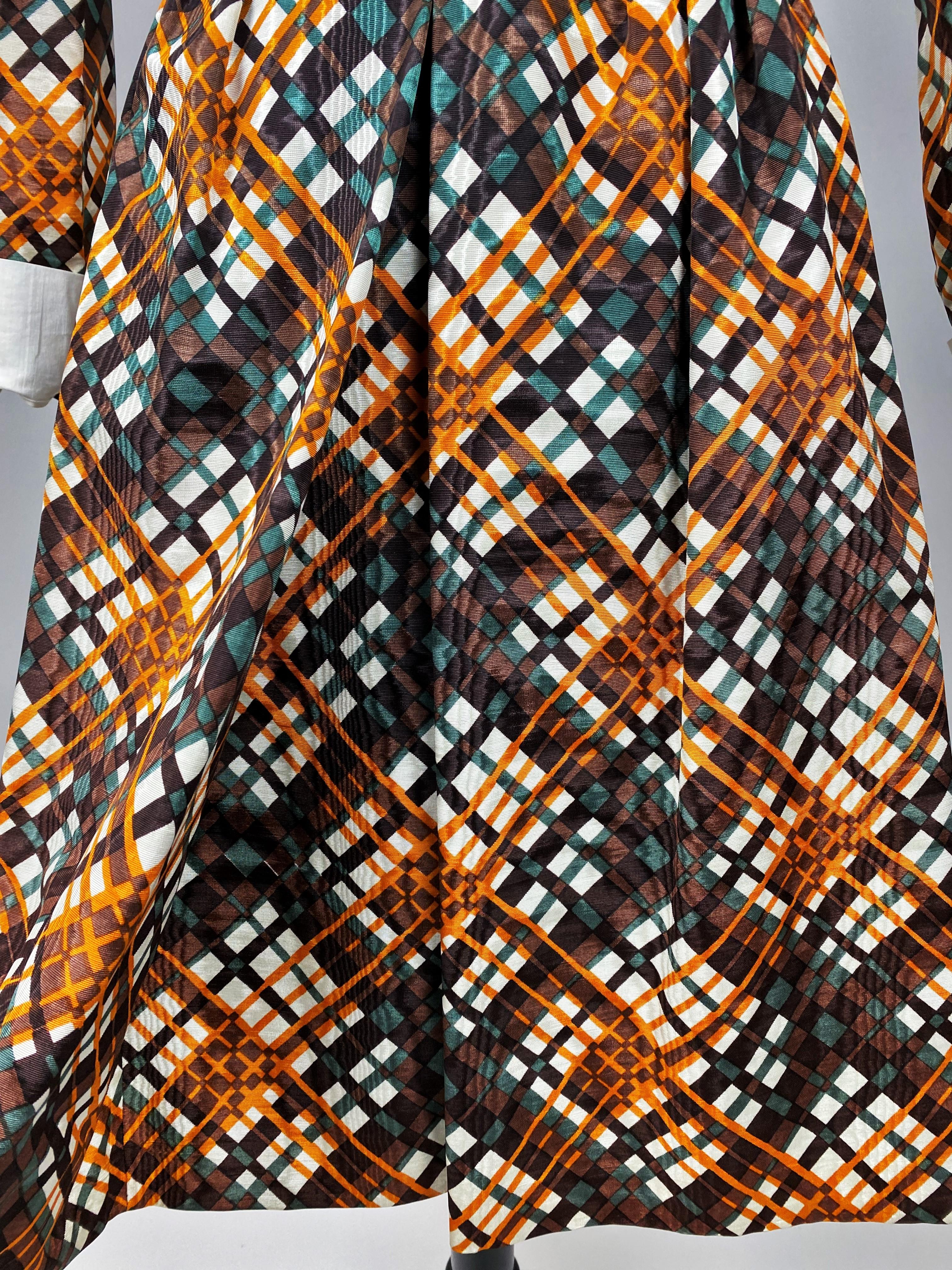 Little dress by Michel Goma for Jean Patou in checked silk moire Circa 1965 2