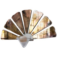 Little Fan as Wall Sconce or Candle Object Art Glass Silvered and Glass Cup