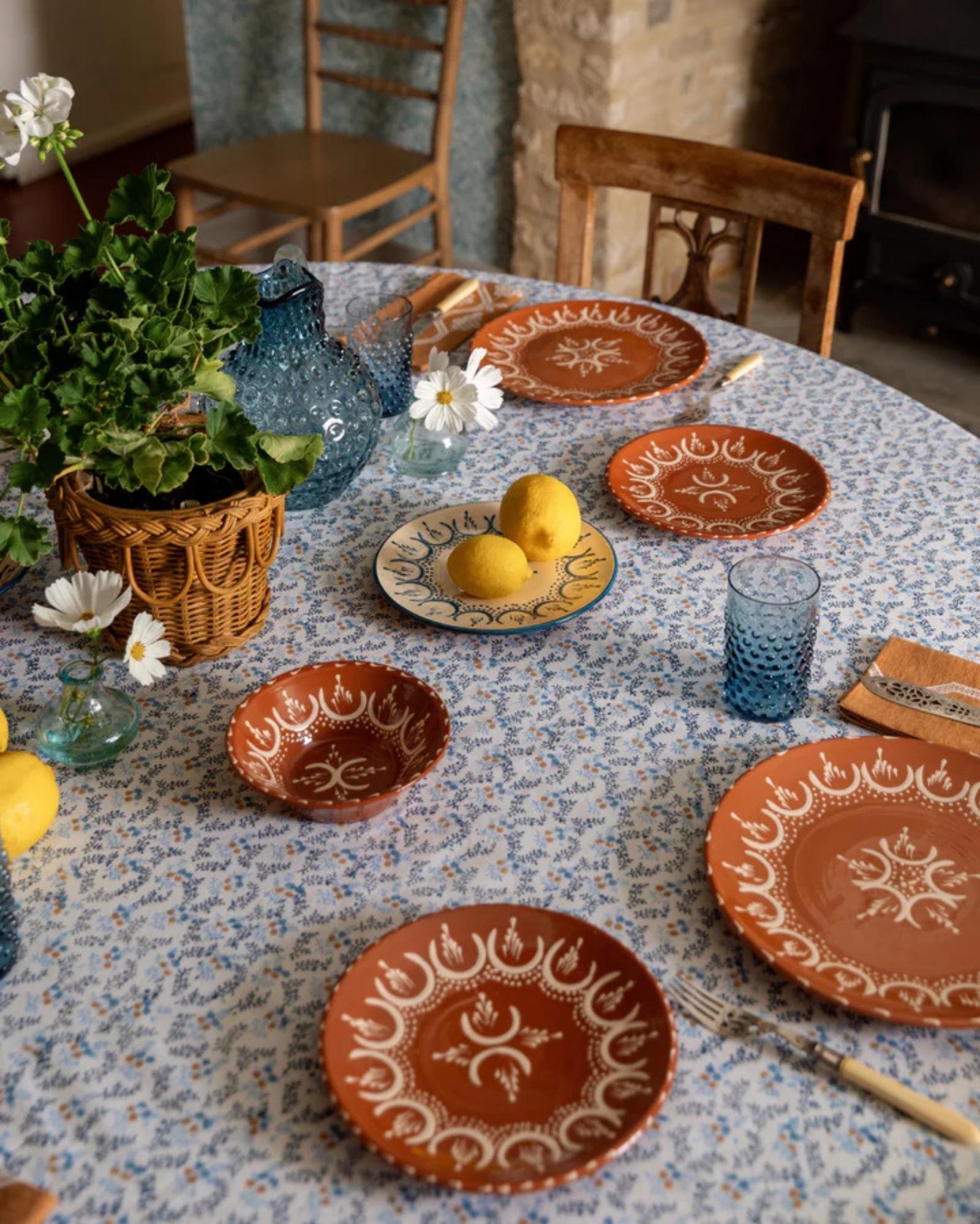 Contemporary Little Flower Tablecloth - Round For Sale