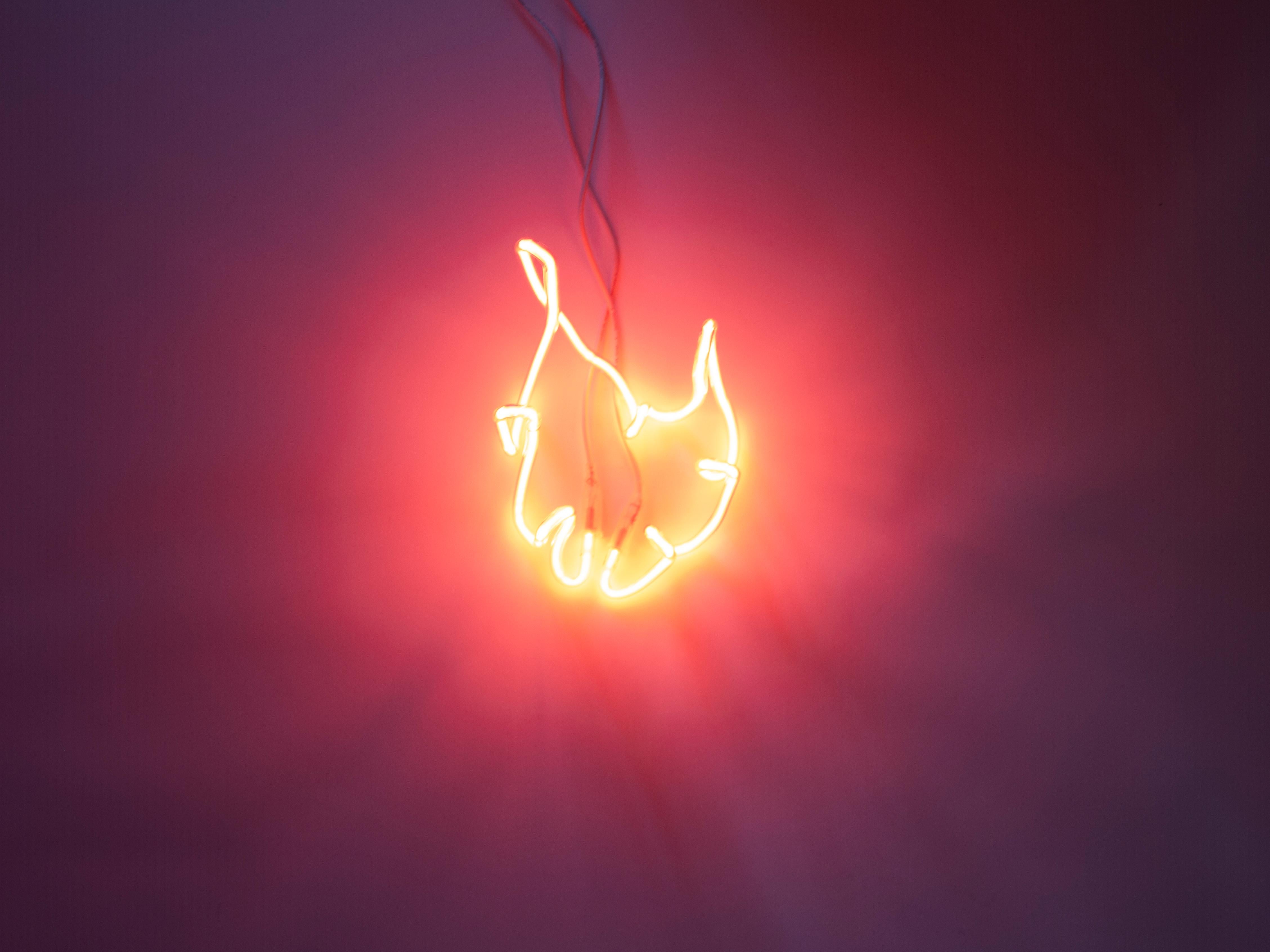 Pequeña escultura fractal de neón para mesa en vidrio translúcido y neón by Dace Sūna Siglo XXI y contemporáneo en venta