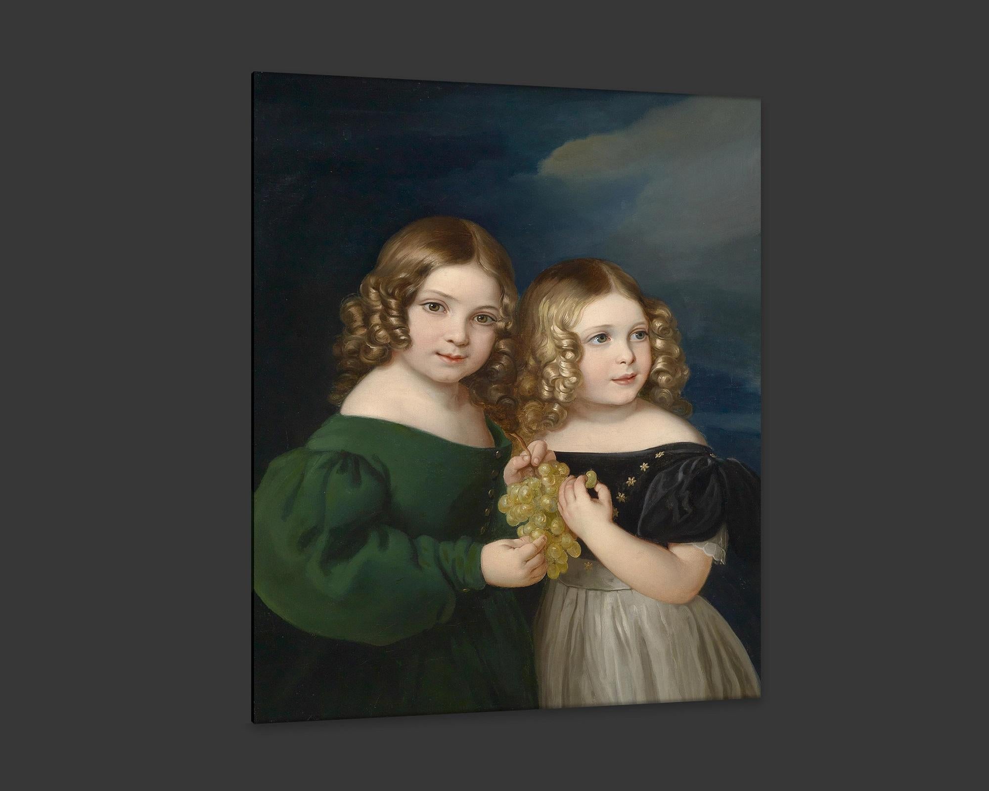 Little Friends, after Oil Painting by Neoclassical Revival Artist Franz Eybl In New Condition For Sale In Fairhope, AL