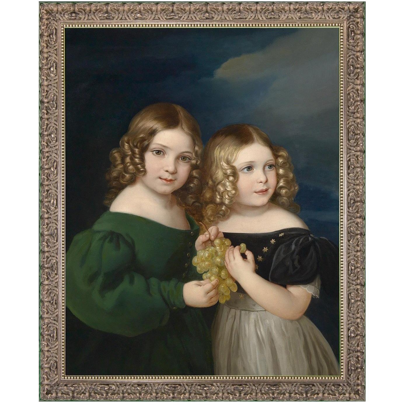 Little Friends, after Oil Painting by Neoclassical Revival Artist Franz Eybl For Sale