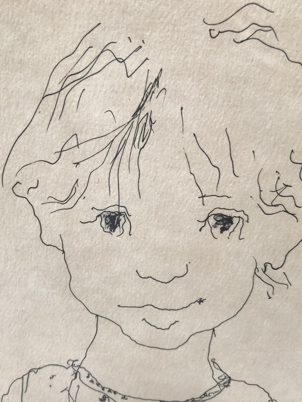 Little Girl Portrait Drawing by Gino Hollander In Good Condition In Pasadena, CA