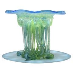 "Little Green" Fluo Murano Glass Jellyfish, Venice, Handmade in Italy, 2025
