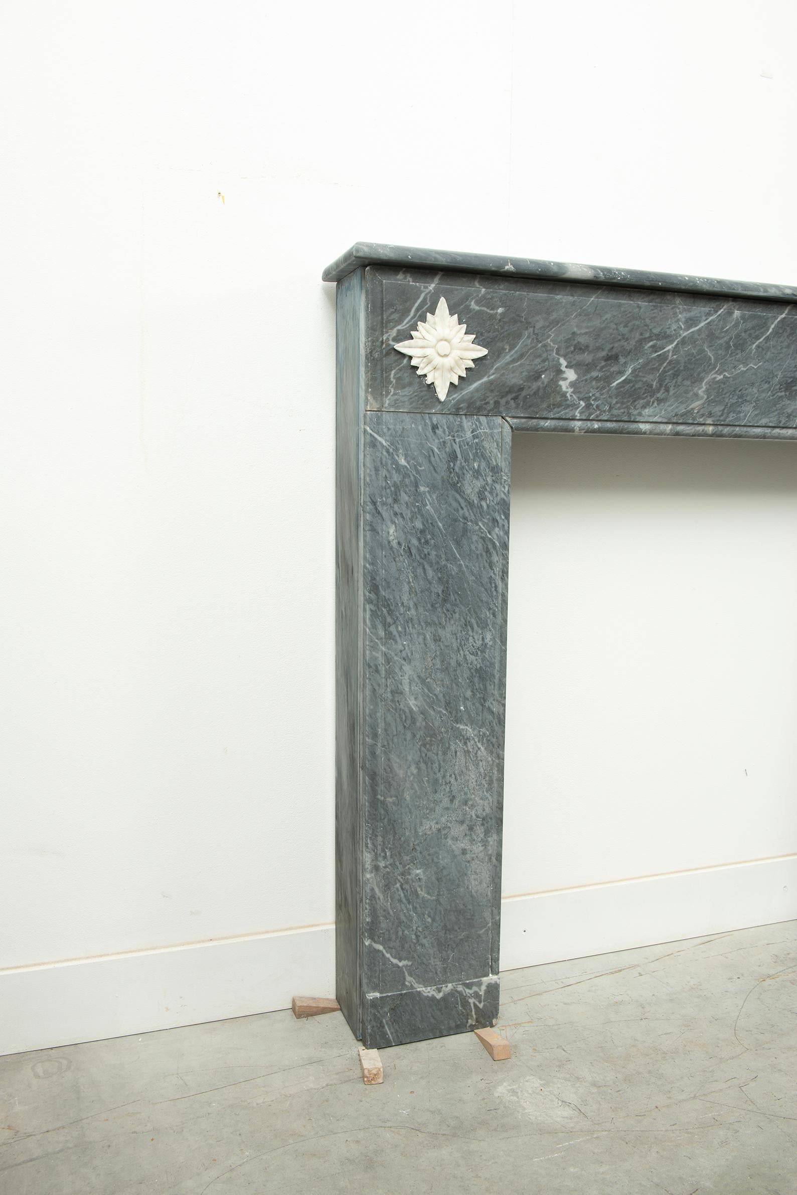 Little Grey Marble Louis XVI Fireplace Mantel For Sale 8