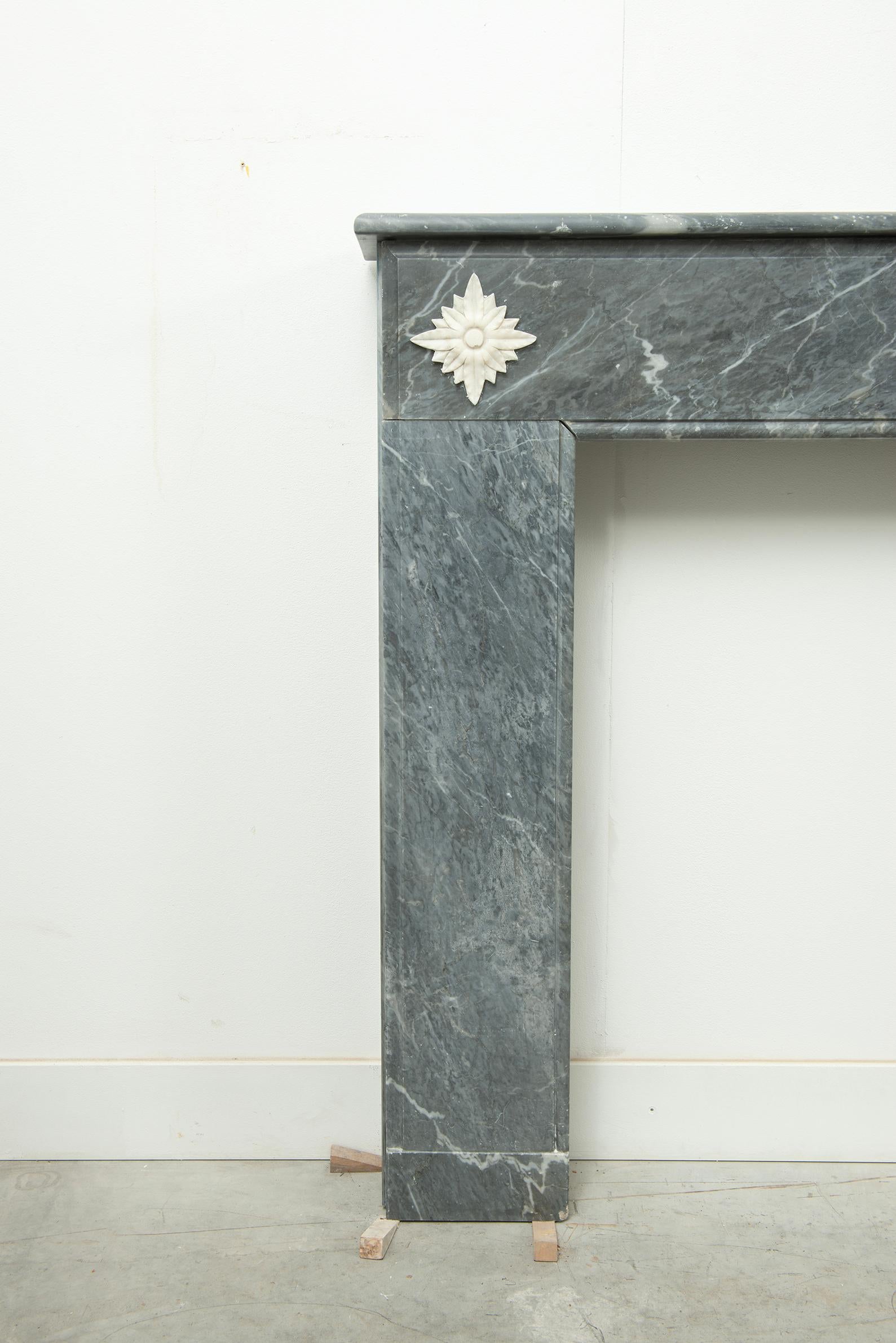 Little Grey Marble Louis XVI Fireplace Mantel For Sale 11