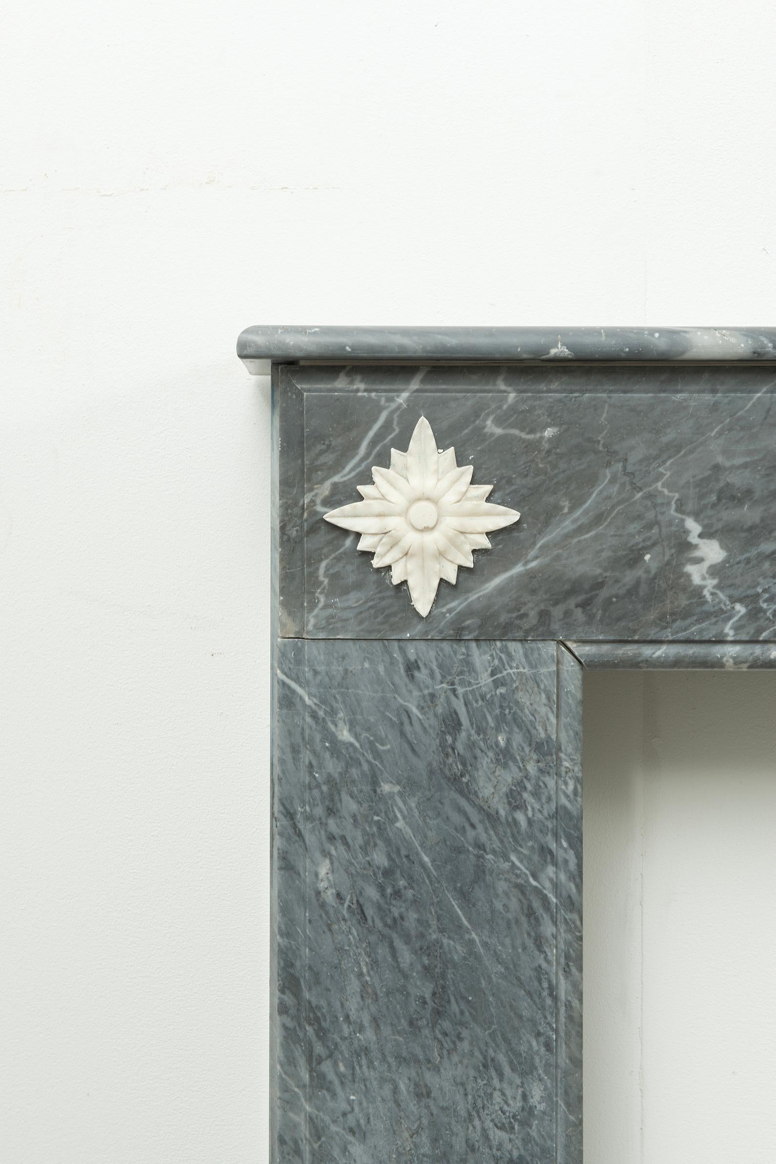 Little Grey Marble Louis XVI Fireplace Mantel For Sale 12
