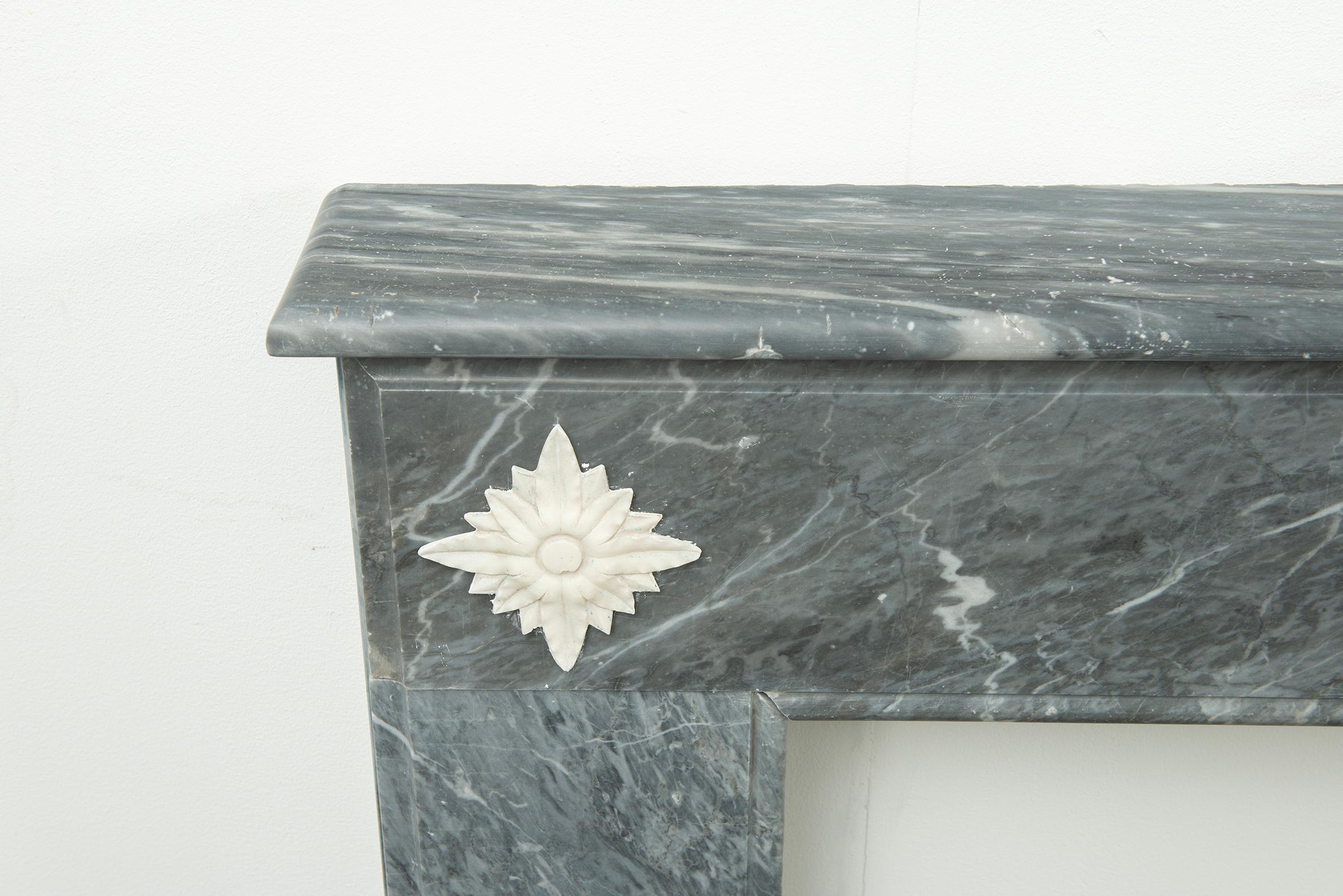 Little Grey Marble Louis XVI Fireplace Mantel For Sale 13