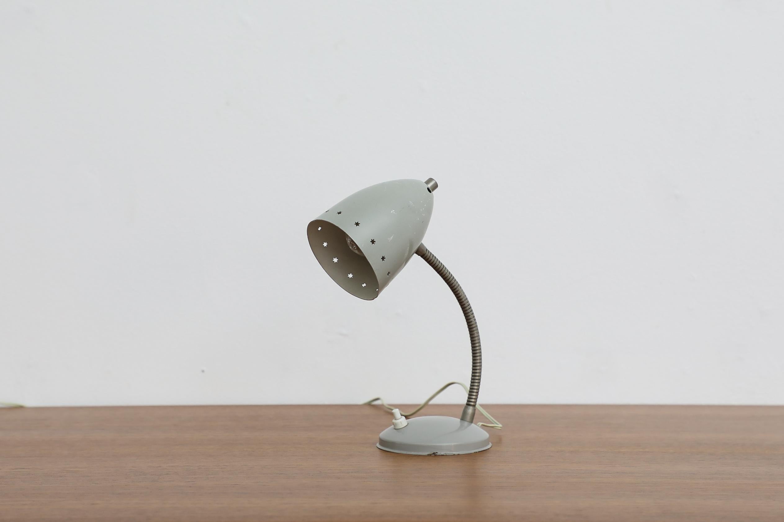 Mid-20th Century Little Grey Mid-Century Hala Zeist Reading Lamp with Star Cut-outs on Shade For Sale